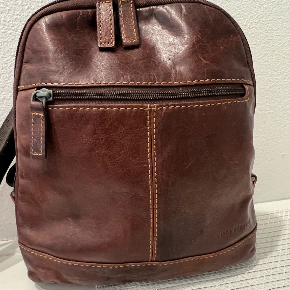 Jack George brown leather convertible backpack